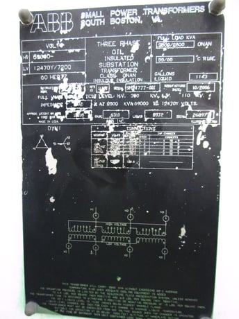 2500/2800 KVA 69000 Delta Primary, 12470Y/7200 Secondary, ABB - Image 1