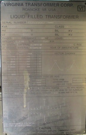 3500 KVA 6900 Delta Primary, 4000 Delta Secondary, Virginia - Image 2