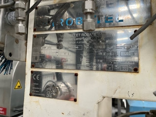 12.5" Rousselet Robatel #BXP-320, basket centrifuge, 17 liter bowl capacity, 3200 rpm, 2015 - Image 5