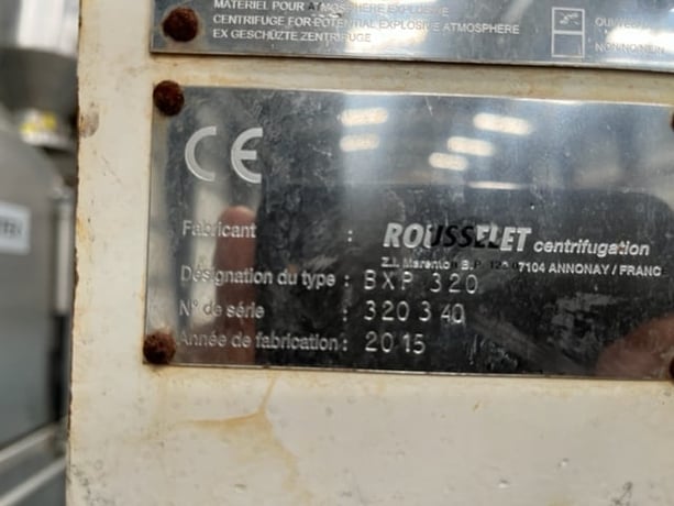 12.5" Rousselet Robatel #BXP-320, basket centrifuge, 17 liter bowl capacity, 3200 rpm, 2015 - Image 6