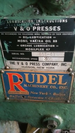 45 Ton, V & O, OBI Power Press, air clutch, adjustable, 1.75" Stroke, 9" Shut height, 36" x 21" x 2.5" - Image 3
