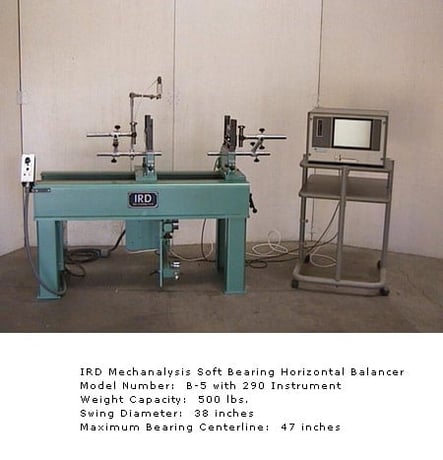 500 lb. IRD #B-5, 38" swing, 47" bearing centers, 290 instrument, belt drive, guaranteed - Image 1