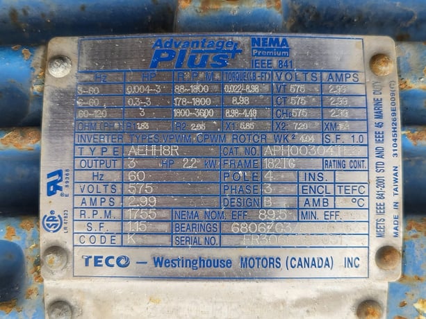 3 HP, 1755 RPM, SEW-Eurodrive #KA127R77AM182-KS, 704.00 :1 ratio gear reducer, 575 Volts - Image 3