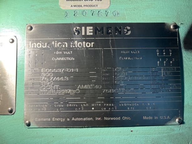 300 HP 1200 RPM Siemens, Frame 5011, TEFC BB, 2300/4000 Volts - Image 3