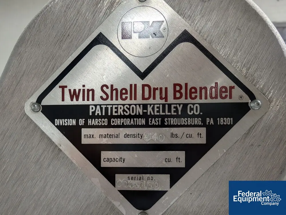 Patterson-Kelley, Twin Shell Blender, 8 qt, .16 hp, rated 340#/cu ft max material density, solid covers - Image 2
