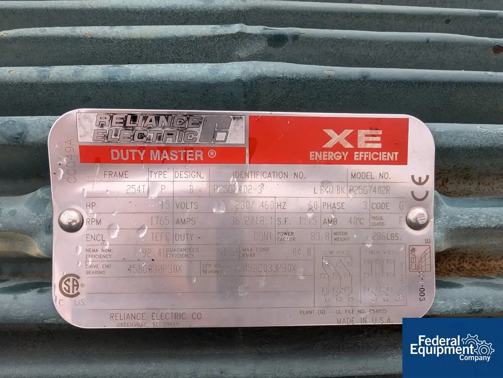 1100 cfm, New York Blower, 15 HP, Carbon Steel, S/N B07574 100, 230/460 V., 2007 - Image 7
