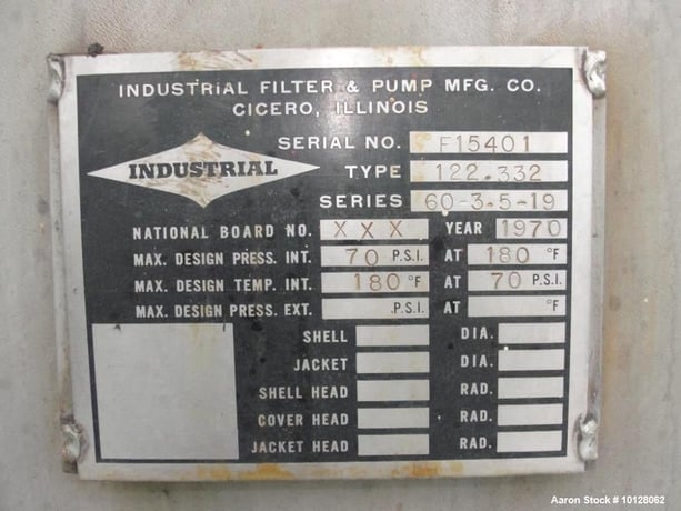 500 sq.ft. Industrial Filter & Pump #122.332, Vertical Leaf Filter, (19) 44" x 44" filter leaves, 70 psi, 180 - Image 9