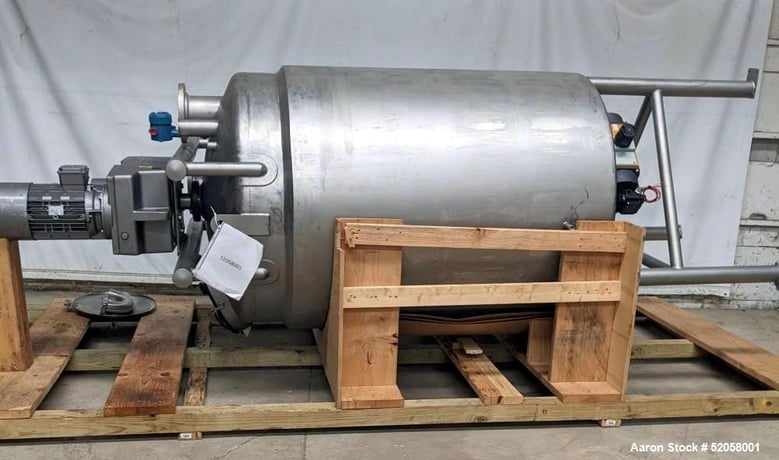 500 gallon A &B Process Systems, Jacketed Processor Tank, Stainless Steel, 48" diameter x 49" straight side - Image 1
