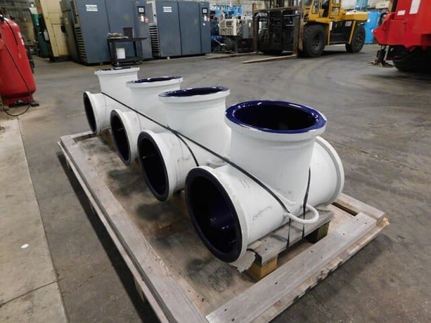 12" Glass lined pipe fitting connection tee, DeDietrich, new, set of 4 - Image 7