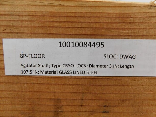 Pfaudler Cryo-Lock, glass lined 3 blade agitator, 107.5" long x 3" diameter - Image 9