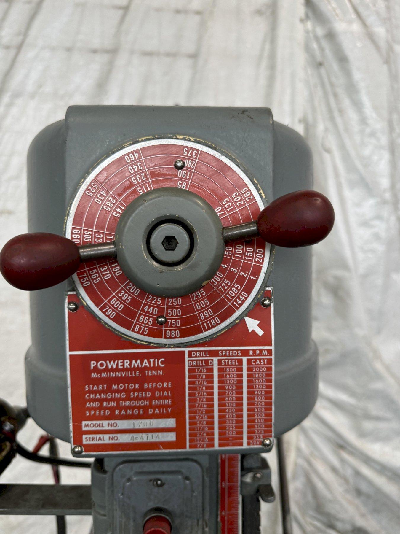 10" Powermatic #1200, drill press, 2 HP, 125-2000 RPM, 2-3/4" quill diameter, 19-3/4" x 21-1/4" table - Image 3