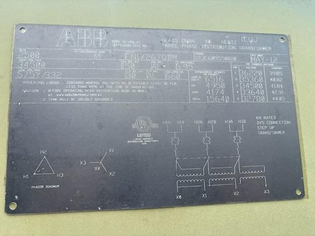 2500 KVA 34500 Primary, 575Y/332 Secondary, ABB, pad mount distribution transformers type SPS2-145-63-3 - Image 3