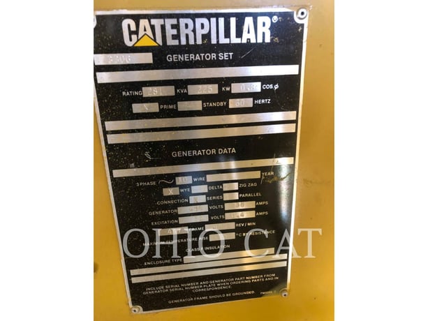 225 KW Caterpillar 3306, Stationary Generator Set, Diesel, 1800 RPM, 480V, 597 hours, 1992 - Image 3