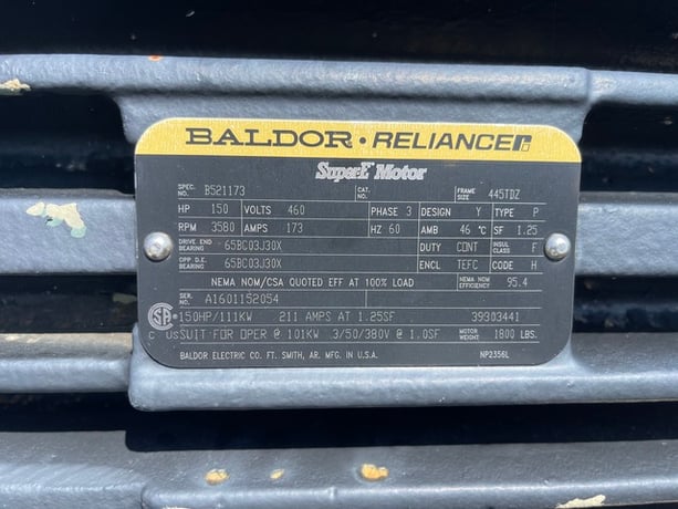 150 HP 3580 RPM Baldor, Frame 445TDZ, TEFC, ball, 460 Volts - Image 2