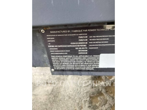 Atlas 185CFM A58, Compressed Air, 2212 hours, S/N: HOP059138, 2019 - Image 6