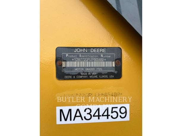 Deere &Co 772GP, Motor Grader, 7393 hours, S/N: 1DW772GPLEF665489, 2015 - Image 6