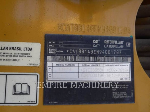 Caterpillar 140-13, Motor Grader, 3285 hours, S/N: N9400170, 2019 - Image 8