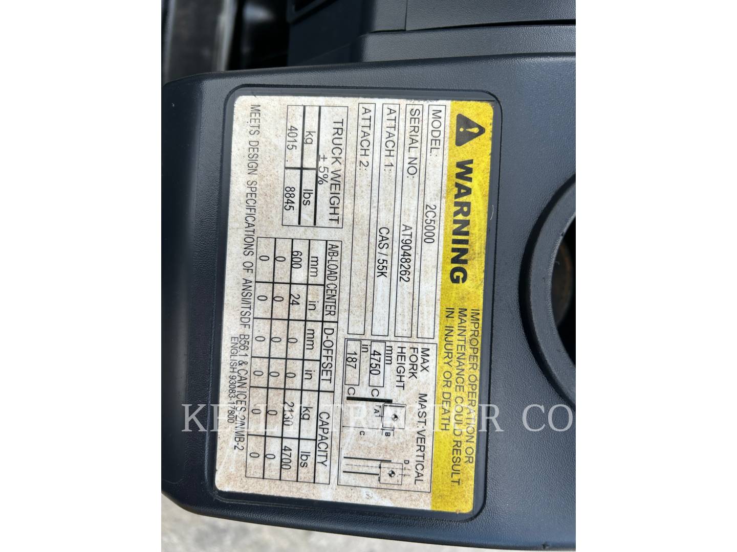 Mcfa 2C5000, Forklift, 1512 hours, S/N: AT9048262, 2020 - Image 3