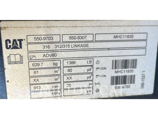 Caterpillar M314F-M322F 36" HD BUCKET, PIN LOCK, Bucket, S/N: MHC11835, 2021 - Image 3