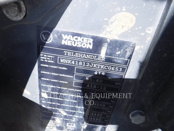 Wacker Corporation TH627, Telehandler, 1010 hours, S/N: WNK41812JKTKC0653, 2019 - Image 6