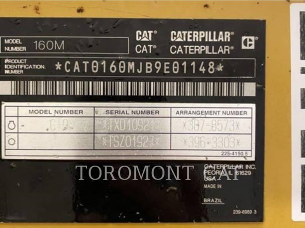 Caterpillar 160M, Motor Grader, 9816 hours, S/N: B9E01148, 2016 - Image 6