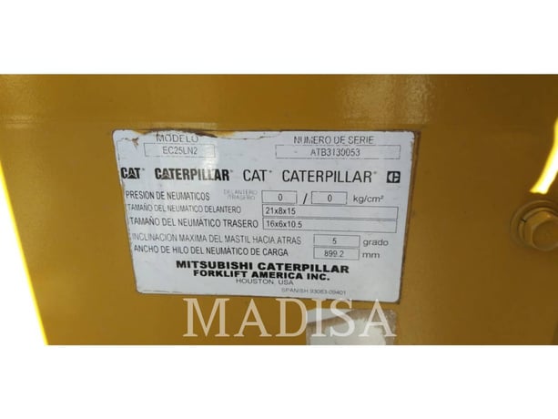 Caterpillar Lift Trucks EC25LN2, Forklift, 7792 hours, S/N: ATB3130053, 2015 - Image 3