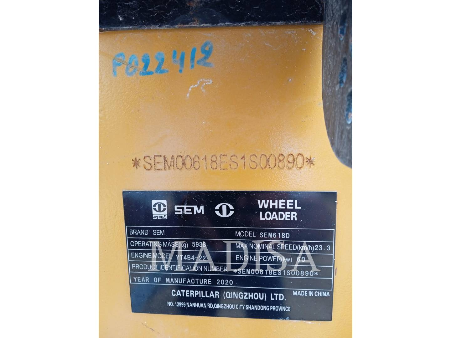 Sem Machinery SEM618D, Wheel Loader, 3000 hours, S/N: S1S00890, 2020 - Image 5