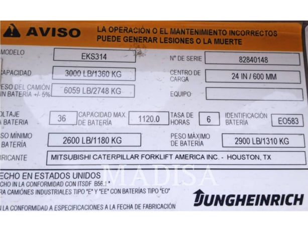 Jungheinrich EKS 314, Forklift, 4274 hours, S/N: 82840148, 2017 - Image 6