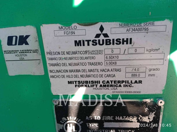 Caterpillar Mitsubishi FG15N5-LE, Forklift, 9627 hours, S/N: AF34A00795, 2018 - Image 6