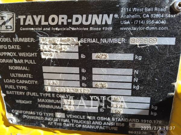 Taylor Dunn C432, Forklift, 742 hours, S/N: 202689, 2016 - Image 6
