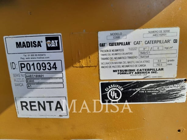 Caterpillar Lift Trucks E3500, Forklift, 14355 hours, S/N: A4EC150601, 2017 - Image 5