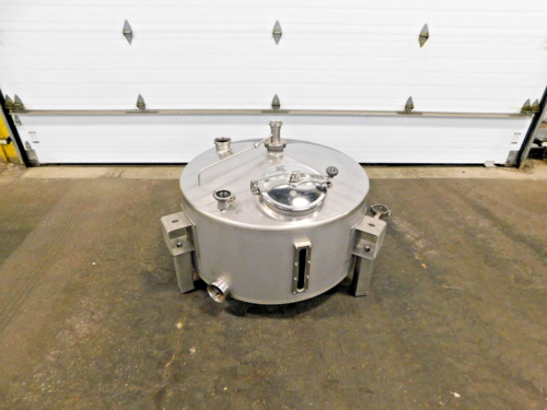 100 gallon SBC balance tank, 304 Stainless Steel, CIP ball, 43" dia., 16"-19" straight wall, sloped bottom - Image 2
