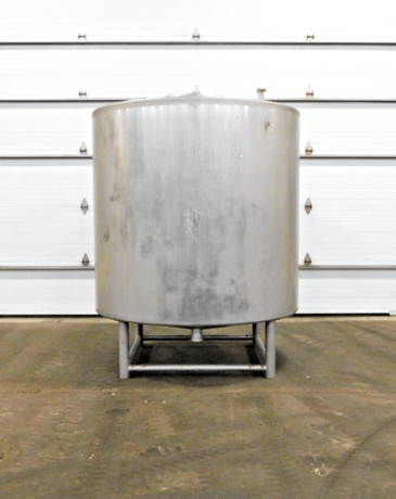 750 gallon 304 Stainless Steel tank, 64" dia. x 59" straight wall, 17.5" man hole, 2.75" drain port, 1" side - Image 1