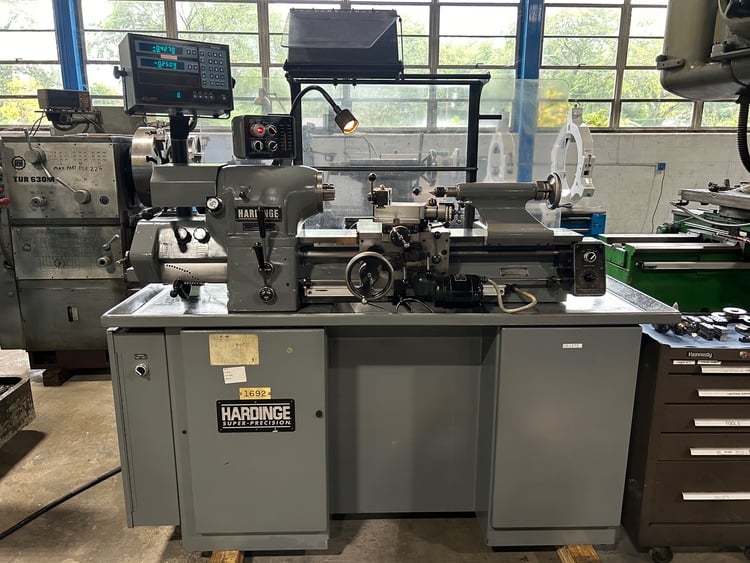 11" x 18" Hardinge #HLVH-EM, super precision toolroom lathe, inch/metric, 2-Axis digital read out, 1994 - Image 2