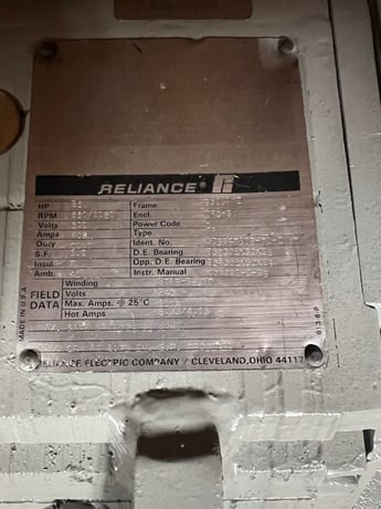 250 HP 850/1150 RPM Reliance, Frame B508ATZ, 500 VA, 240 VF - Image 3