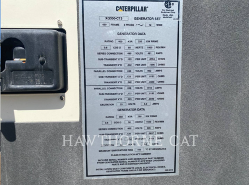 320 KW Caterpillar #XQ350, mobile generator set, serial #X3M00424, 7501 hours, 2014 - Image 4