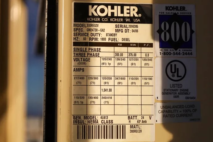300 KW Kohler, generator, enclosed, #091560 - Image 6