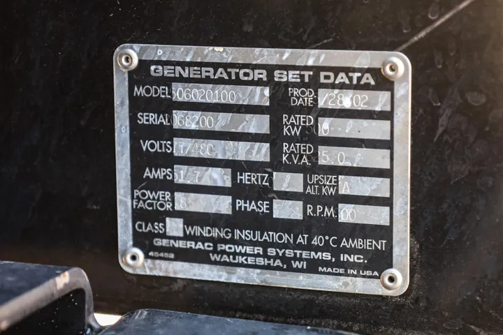 500 kW Generac Diesel Generator, 277/480 Volts, 734 Hours, Open Skid, 2002 - Image 6