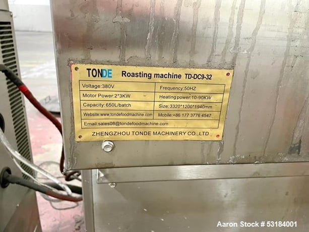 Zhendzhou Zhengzhou Tonde #TD-G650, Electromagnetic Roaster, 650 liter/batch capacity, 131" x 47" x 76", 1 - Image 7