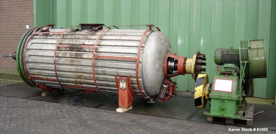 Vevey, Rotary Vacuum Dryer, 75 cu.ft. work capacity, 52" diameter x 128" straight side, 72/FV psi @ 311 F - Image 1