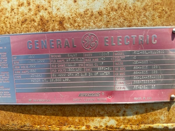 600 HP 1300 RPM General Electric, DC, SPFG-SV, Shunt, 980 A, 500 VA - Image 1