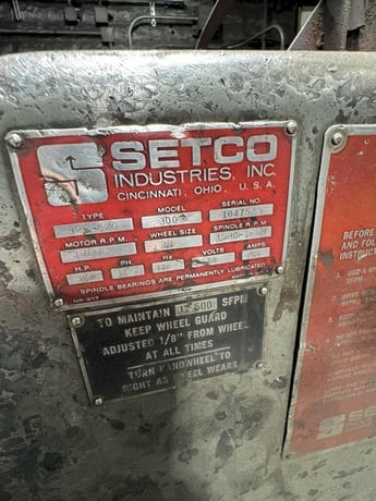 Setco #300-925-520, 30" single end left hand snag grinder with snap trap - Image 1