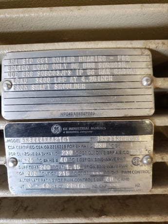 125 HP 1800 RPM General Electric, Frame 444T, TEFC, roller bearing, 1.15 service factor, new surplus, 460 - Image 2