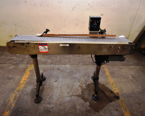 6" wide x 5' long, Stainless Steel belt conveyor, belt drive - Image 1