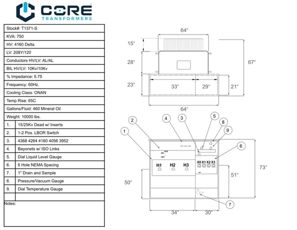 750 KVA 4160 Delta Primary, 208Y/120 Secondary, Pad, proCORE - Image 3