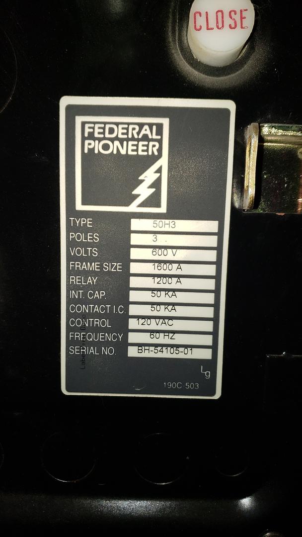 1600 Amps, Federal Pioneer, 50H3, breaker, 120 Volts - Image 7