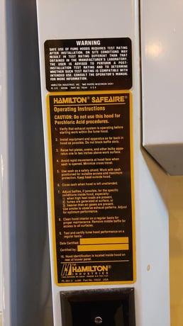 Hamilton, SafeAire Bench-top Fume Hood, 5' width - Image 6