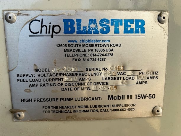 ChipBlaster #J8-1000, high pressure coolant system, 2009 - Image 3