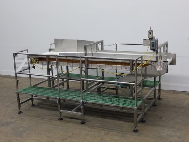 36" wide x 12' long, CMI Equipment & Engineering #M1-3.9, Stainless Steel belt conveyor with double sided - Image 1