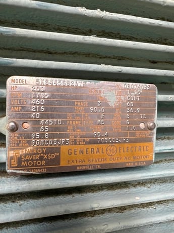 200 HP 1785 RPM General Electric, Frame 445TD, TEFC, 216 A, 460 Volts (2 available) - Image 2